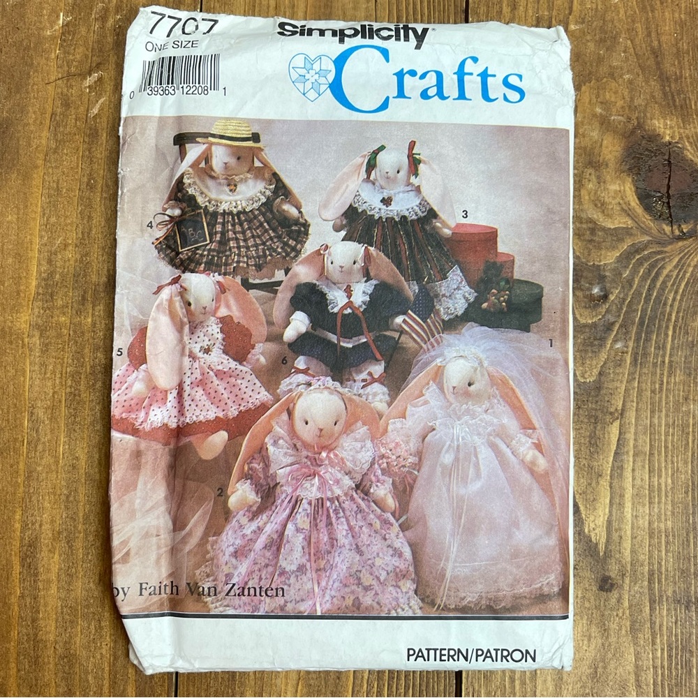 Simplicity Crafts sewing pattern 7707 bunny and dress uncut